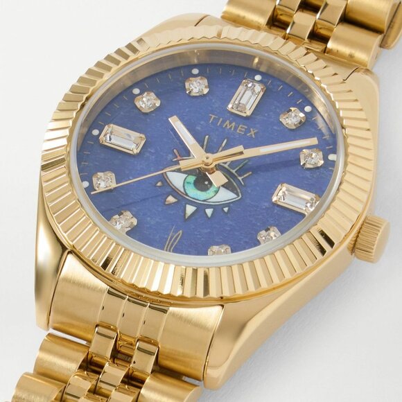 SOLD* NWT Timex X Jacquie Aiche Tribe Eye Blue Dial 36mm Watch - Picture 2 of 14